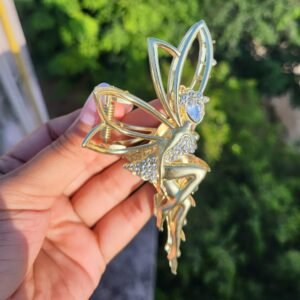 Fairy Design Golden Hair Claw Clip with Crystals – Premium Women’s Hair Accessory