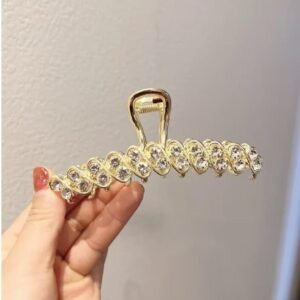 ACCESAR Korean Style Gold Metal Pearl Stone Lock Hair Pins Jaw Clamp Clips Hair Clutcher